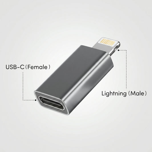 Silver USB-C to Lightning Adapter